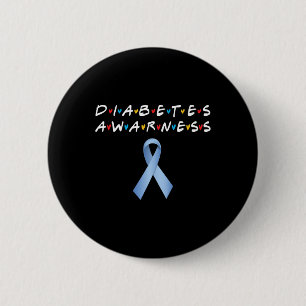 Diabetes Awareness Month Blue Ribbon Diabetic Appl Button