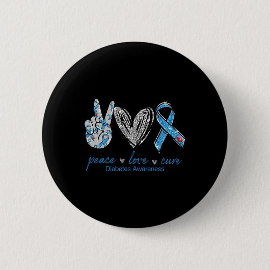 Diabetes Awareness Peace Liebe Cure Button (Vorderseite)