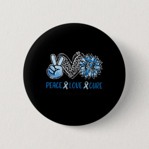 Diabetes Awareness Peace Liebe Cure Leopard Blue S Button