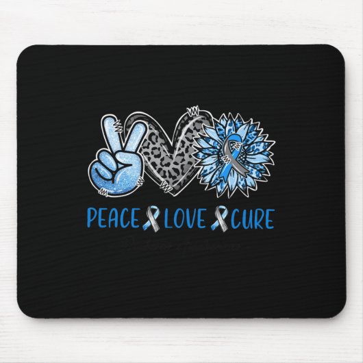 Diabetes Awareness Peace Liebe Cure Leopard Blue S Mousepad (Vorne)