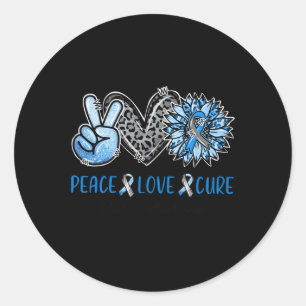 Diabetes Awareness Peace Liebe Cure Leopard Blue S Runder Aufkleber