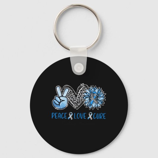 Diabetes Awareness Peace Liebe Cure Leopard Blue S Schlüsselanhänger (Vorderseite)