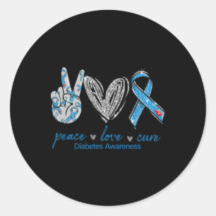 Diabetes Awareness Peace Liebe Cure Runder Aufkleber