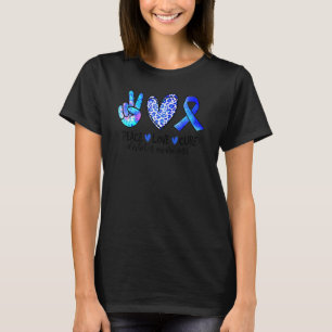 Diabetes Awareness Peace Liebe heilen Leopard Blue T-Shirt
