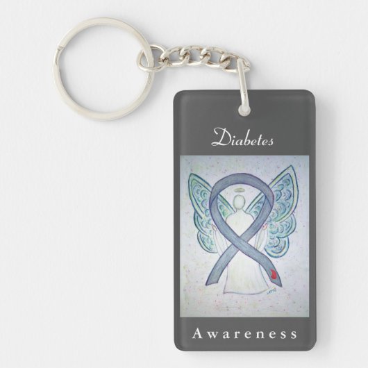 Diabetes Awareness Ribbon Angel Custom Schlüsselan Schlüsselanhänger (Vorderseite)