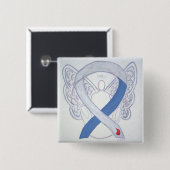 Diabetes Awareness Ribbon Custom Angel IDDM Button (Vorne & Hinten)