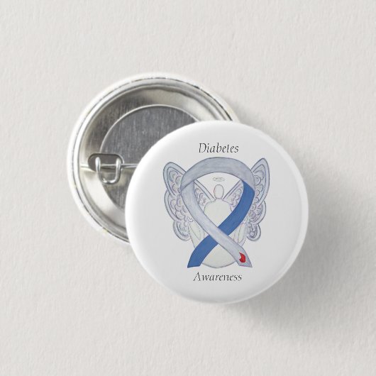 Diabetes Awareness Ribbon Engel Customized Art But Button (Vorne & Hinten)