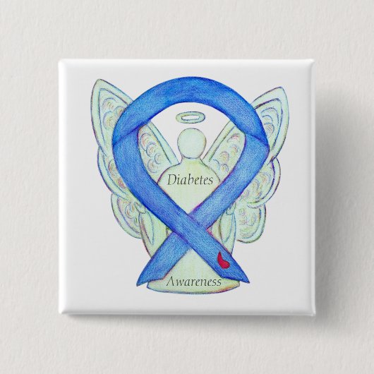 Diabetes Awareness Ribbon Engel Customized Art But Button (Vorderseite)