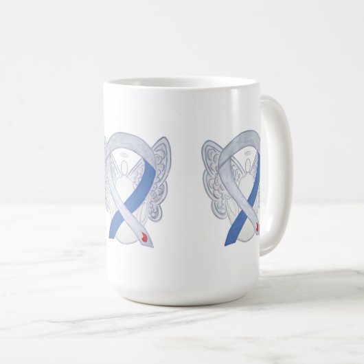 Diabetes Awareness Ribbon IDDM Angel Art Tasse (VorderseiteRechts)