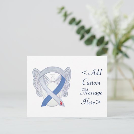 Diabetes Awareness Ribbon IDDM Angel Postcard Postkarte (Stehend Vorderseite)