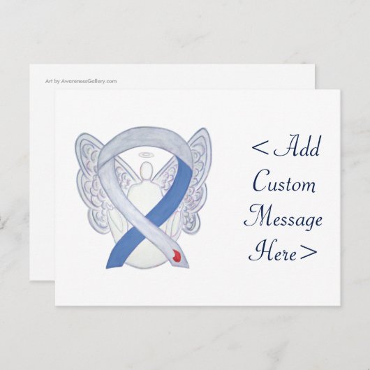 Diabetes Awareness Ribbon IDDM Angel Postcard Postkarte (Vorne/Hinten)