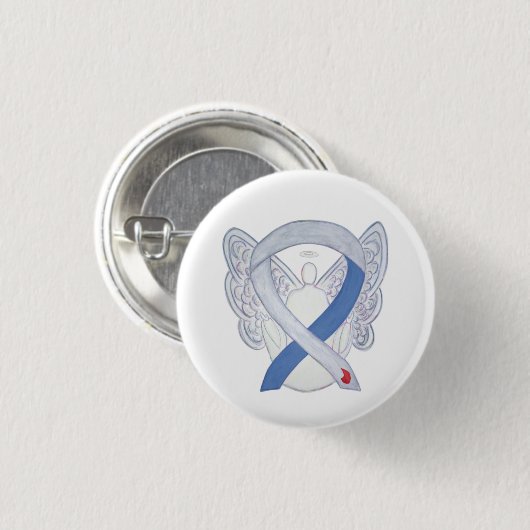 Diabetes Awareness Ribbon IDDM Custom Angel Button (Vorne & Hinten)
