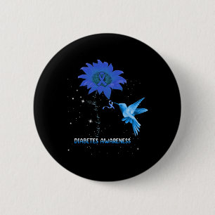 Diabetes Awareness Sunflower Lover Hummingbird Rib Button