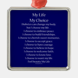 Diabetes Awareness Support Gedicht Charm Ornaments Silbernes Ornament