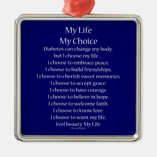Diabetes Awareness Support Gedicht Charm Ornaments Silbernes Ornament (Vorne)