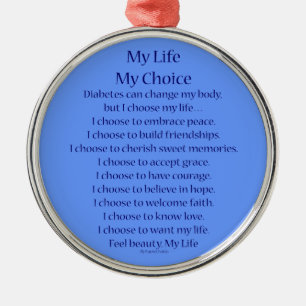 Diabetes Awareness Support Gedicht Charm Ornaments Silbernes Ornament
