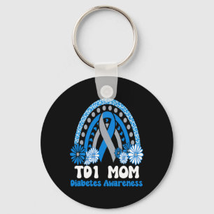 Diabetes Awareness T1d Mama Blue Sunflower Ribbon Schlüsselanhänger