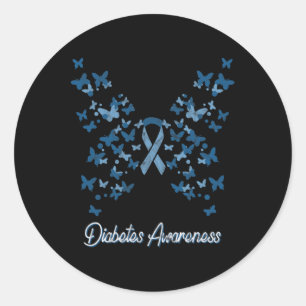Diabetes Awareness Women's Butterfly T1 T2 Runder Aufkleber