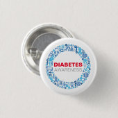 Diabetes Awarenss Blue Circle with Symbols Button (Vorne & Hinten)