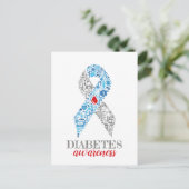 Diabetes Awarfe Schleife Postkarte (Stehend Vorderseite)