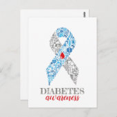 Diabetes Awarfe Schleife Postkarte (Vorne/Hinten)