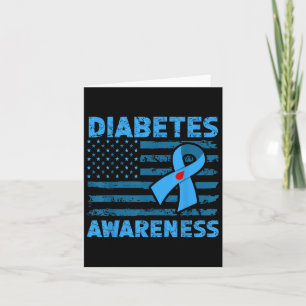 Diabetes-Bewusstsein Amerikanische Flagge Support Karte