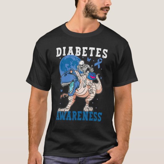 Diabetes-Bewusstsein Blau Kinder Kleinkind Trex re T-Shirt (Vorderseite)