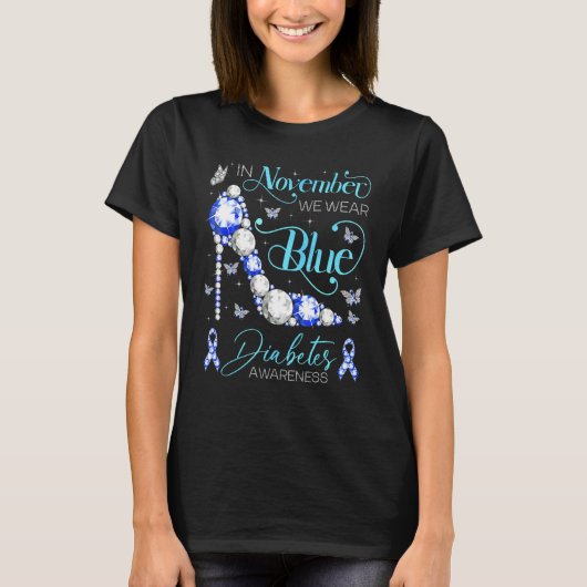 Diabetes-Bewusstsein im November tragen wir Blue H T-Shirt (Vorderseite)