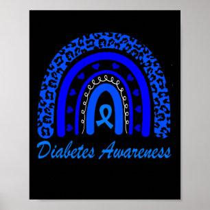 Diabetes Bewusstsein Monat Leopard Rainbow Women Poster