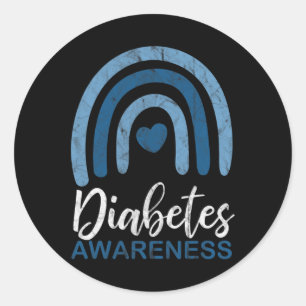 Diabetes-Bewusstsein Monat Retro-Regenbogen T1 T2 Runder Aufkleber
