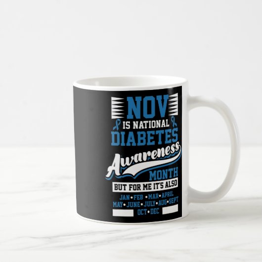 Diabetes-Bewusstsein Monat T1 T2 Kaffeetasse (Rechts)