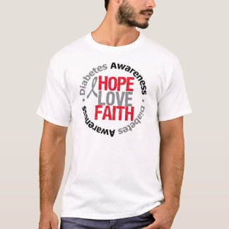 Diabetes-Bewusstseins-Hoffnungs-Liebe-Glauben-Band T-Shirt