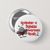 Diabetes-Bewusstseins-Monats-Biene 1,3 Button (Vorne & Hinten)