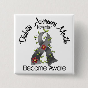 Diabetes-Bewusstseins-Monats-Blumen-Band 2 Button