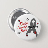 Diabetes-Bewusstseins-Monats-graues Band 1,1 Button (Vorne & Hinten)