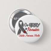 Diabetes-Bewusstseins-Monats-graues Band 1,2 Button (Vorne & Hinten)