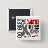 Diabetes-Bewusstseins-Monats-graues Band 1,4 Button (Vorne & Hinten)