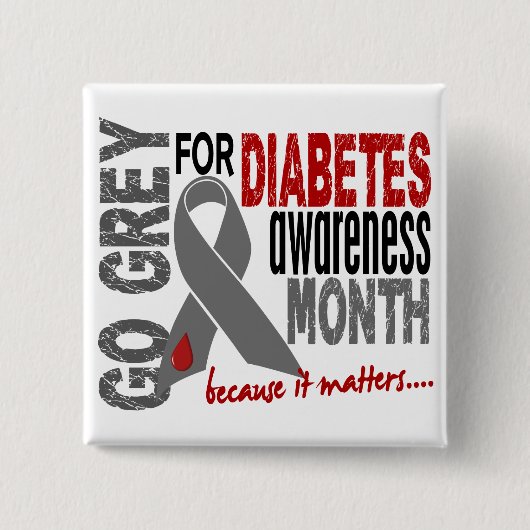 Diabetes-Bewusstseins-Monats-graues Band 1,4 Button (Vorderseite)