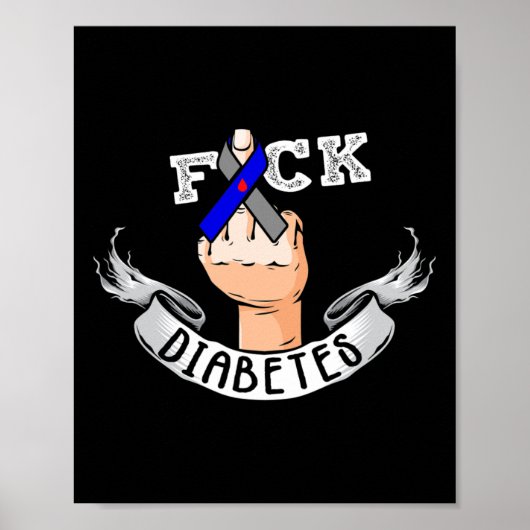 Diabetes Blue Ribbon Diabetiker Typ 1 Bewusstsein  Poster (Vorne)