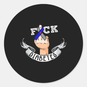 Diabetes Blue Ribbon Diabetiker Typ 1 Bewusstsein  Runder Aufkleber