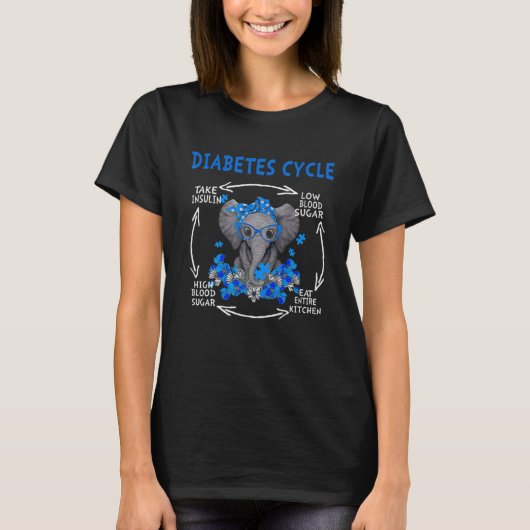 Diabetes Cycle Elephant Blue Awareness Insulin Wa T-Shirt (Vorderseite)
