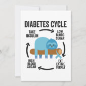Diabetes Cycle Funny Blue Sloth Ribbon Thanksgivin Dankeskarte (Vorderseite)