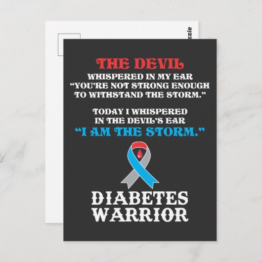 Diabetes Fighting Diabetic Typ 1 T1D Insulin Postkarte (Vorne/Hinten)