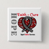Diabetes-Hoffnungs-Glauben-Heilungs-Herz-Band Button (Vorderseite)