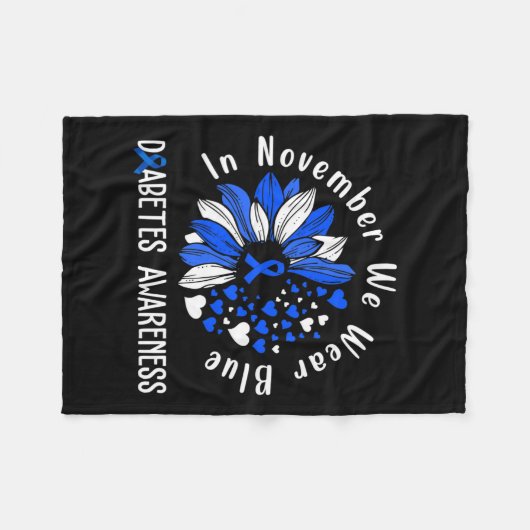Diabetes im November tragen wir blaues Sonnenflo Fleecedecke (Vorderseite (Horizontal))