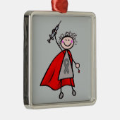 Diabetes Insulin Superhero Girl Silbernes Ornament (Rechts)