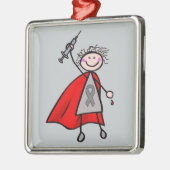 Diabetes Insulin Superhero Girl Silbernes Ornament (Links)