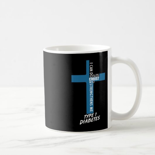 Diabetes kann ich alles durch Jesus T1D Sup tun Kaffeetasse (Rechts)
