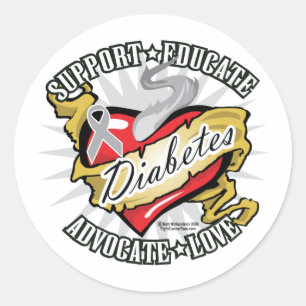 Diabetes Klassisches Herz Runder Aufkleber
