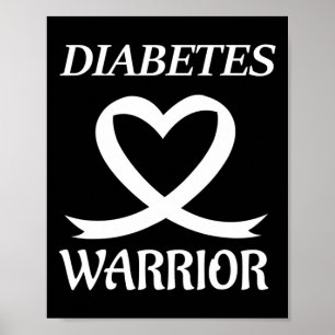 Diabetes Krieger Herz Ribbon Diabetes-Bewusstsein  Poster